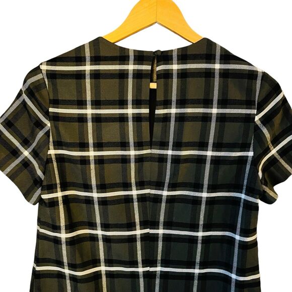 Banana Republic Green Plaid Sheath Dress Small Pockets Academia Work Career Punk - Picture 6 of 9